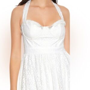 Forever Twenty One Lace Bustier Halter Midi Dress White Size Medium